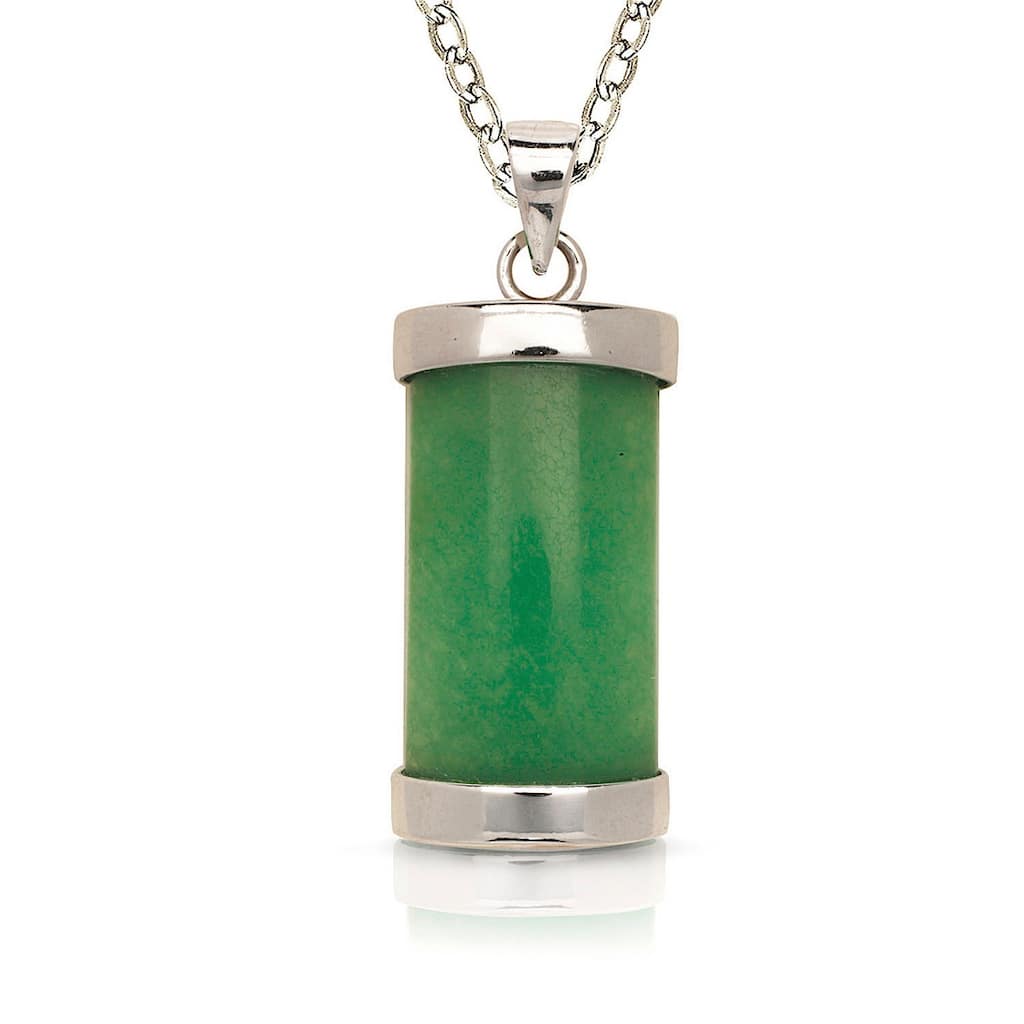 Curata 925 Sterling Silver 18"Green Jade Simple Segment Bar Necklace (8mm x 25mm)
