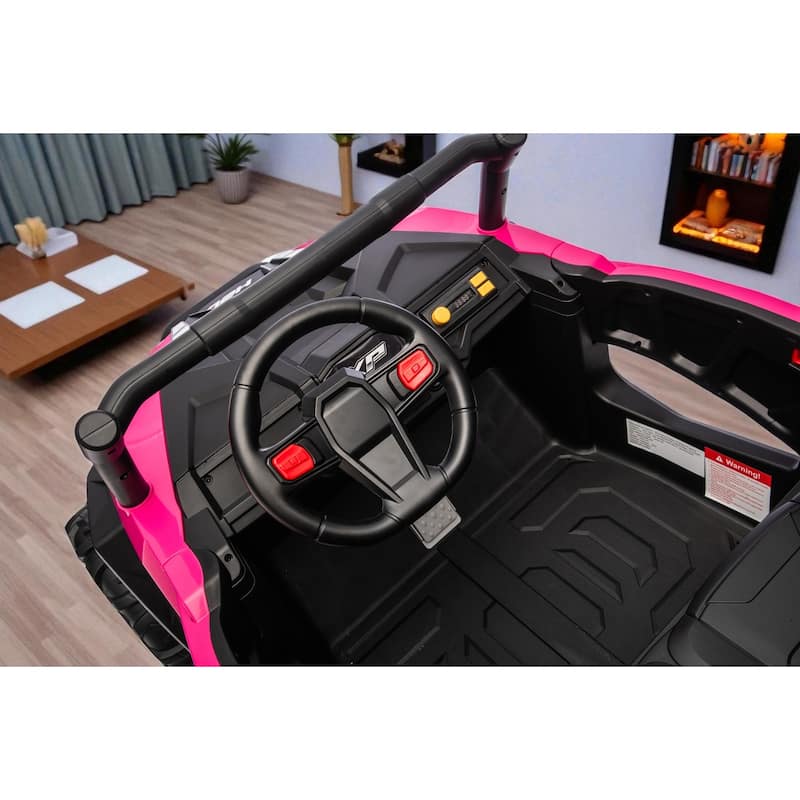24V 4WD 2-Seater Kids Ride On UTV with Remote Control, Bluetooth Music, Dual Doors, LED Headlights,Suspension & Battery Display