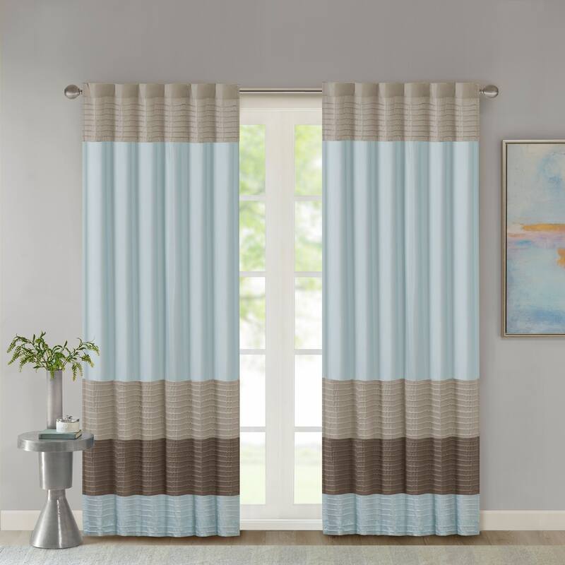 Madison Park Tradewinds Polyoni Pintuck Single Curtain Panel - 50 X 84 - Blue