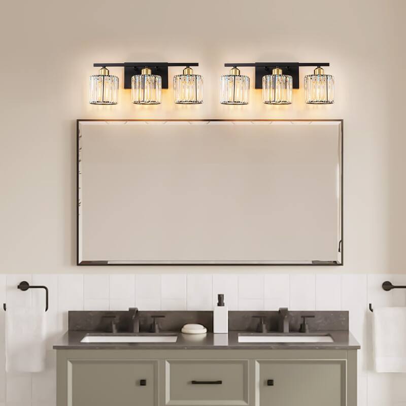Starsky 3-Light 19inch Modern Bathroom Glass Crystal Vanity Light Wall Sconces