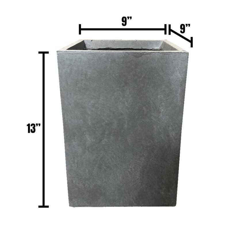Durx-litecrete Lightweight Concrete Tall Square Cement Color Planter-Small - 9.1'x9.1'x12.6'