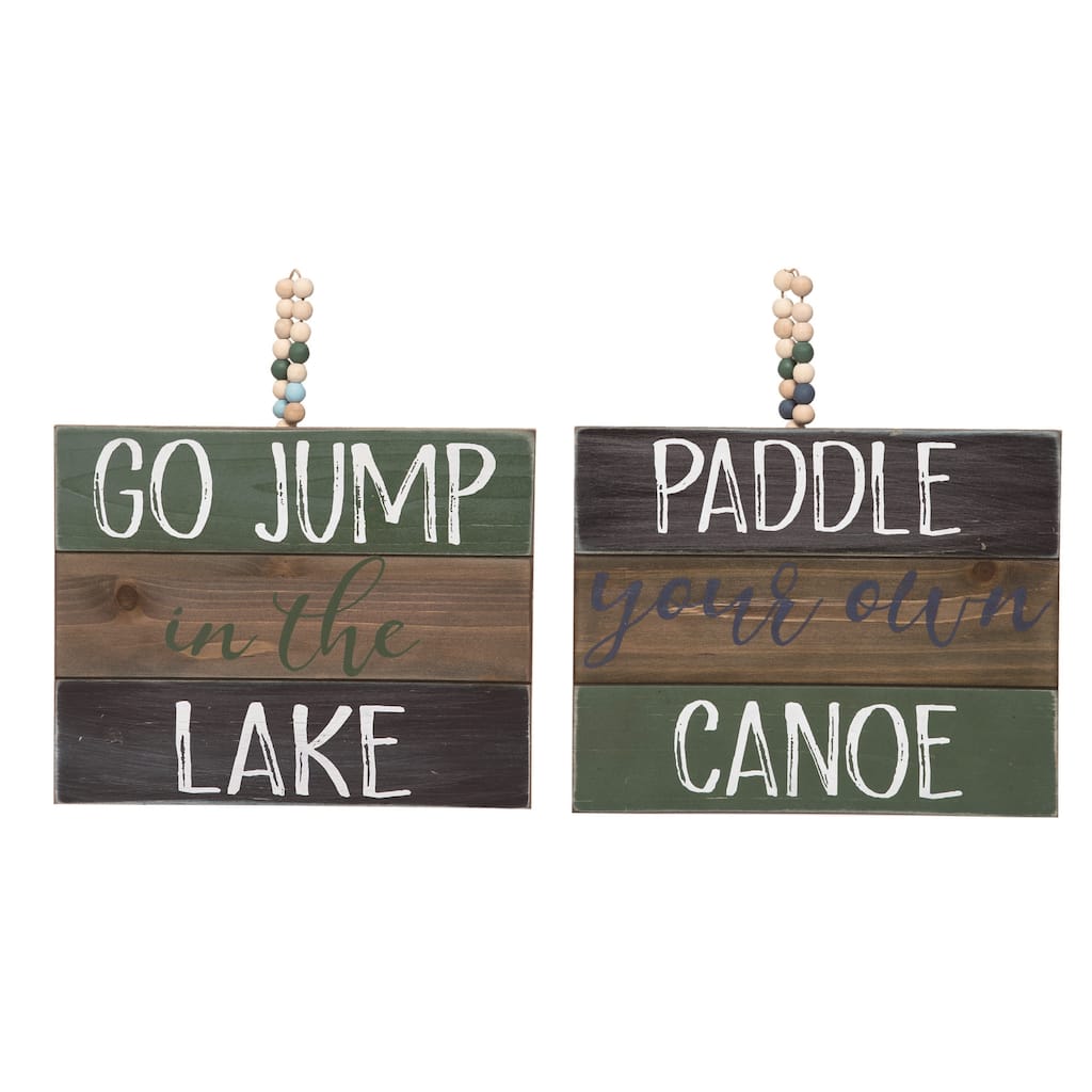 Transpac Wood Beaded Lake Decor Set of 2 Spring Home Decorations