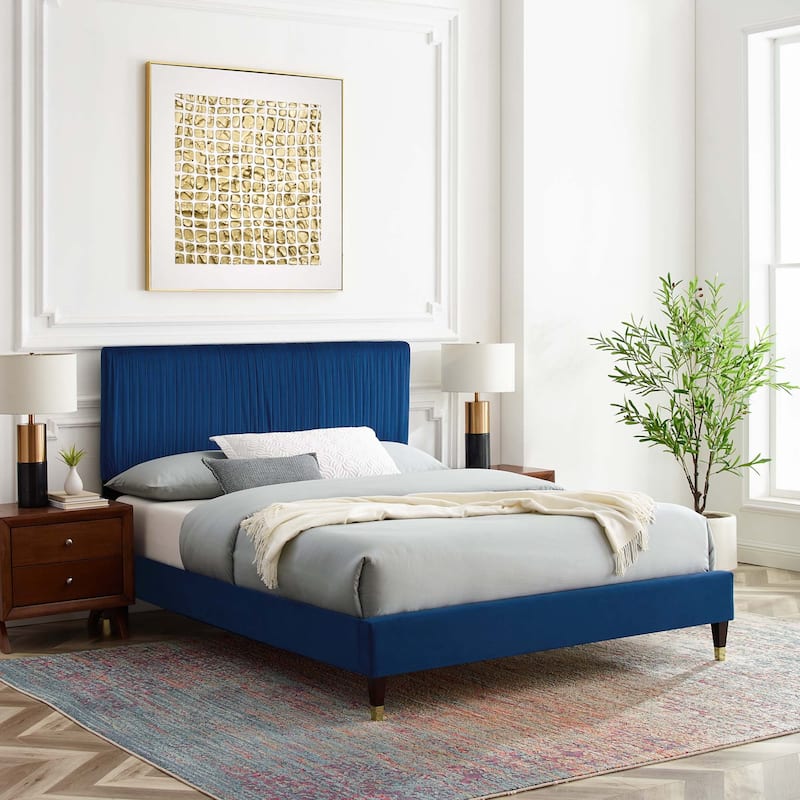 Peyton Performance Velvet Queen Platform Bed