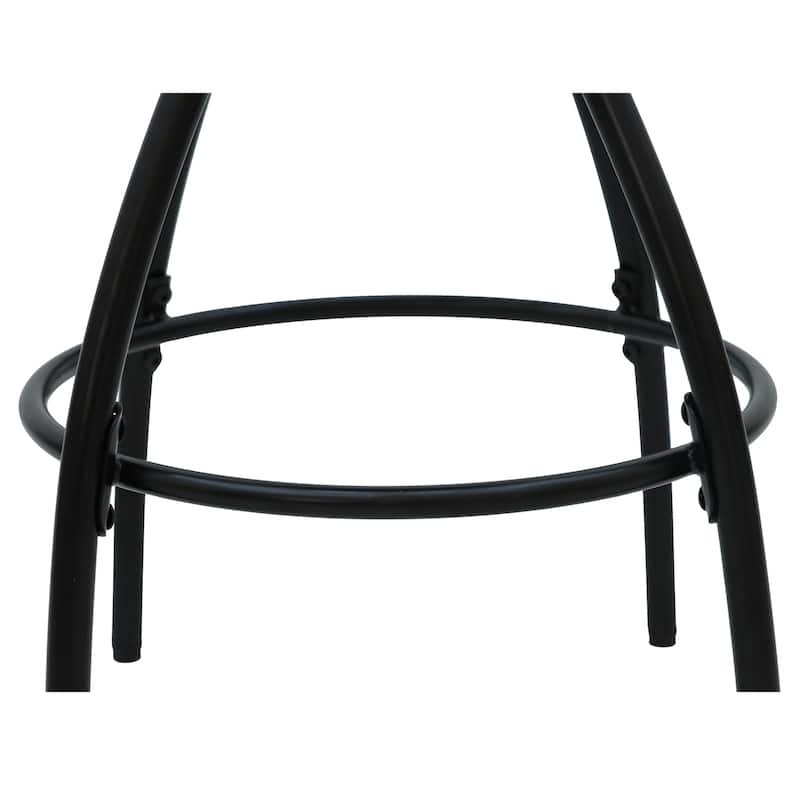 29" Upholstered Round Bar Stools w/ Footrest, Counter Height, Set of 2