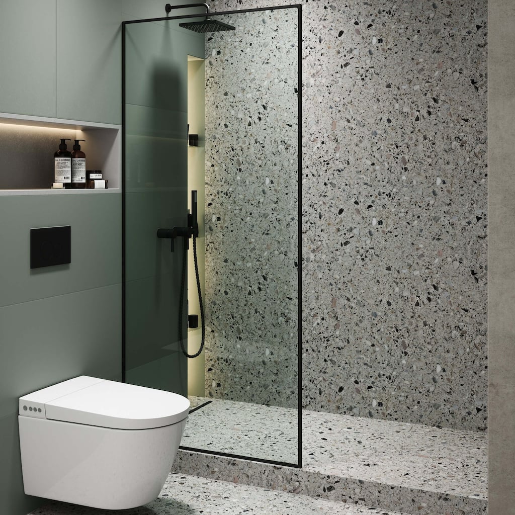 Fine Fixtures Single Fixed Clear Tempered Glass Shower Panel