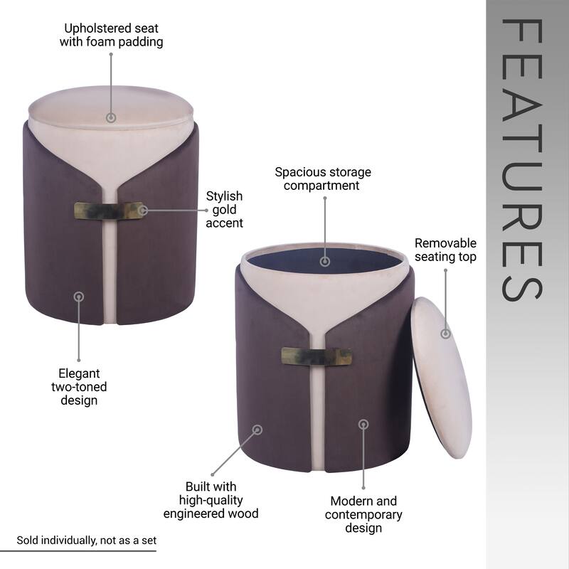 Two-Toned Ottoman with Storage or Vanity Stool