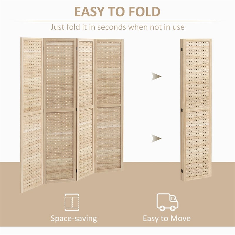 4 Panel Room Divider,5.6' Tall Indoor Portable Folding Privacy Screen