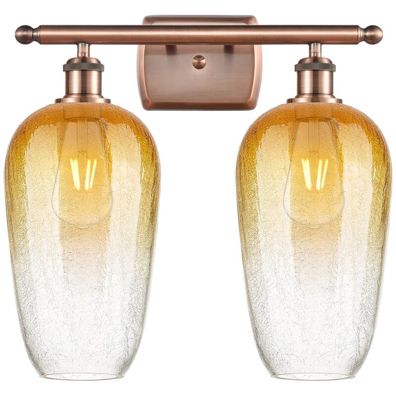 Innovations Lighting 516-2W-16-17 Brookhaven Flute Vanity Brookhaven - Antique Copper / Amber