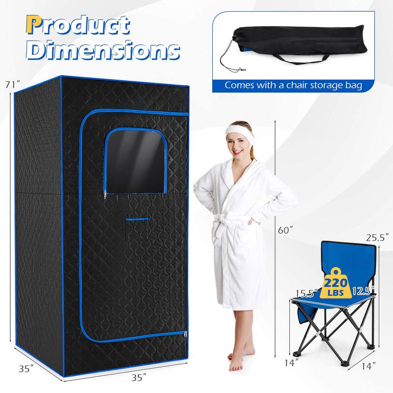 Costway Portable Steam Sauna Box, Extra-Large 35” x 35” x 71” - See Details