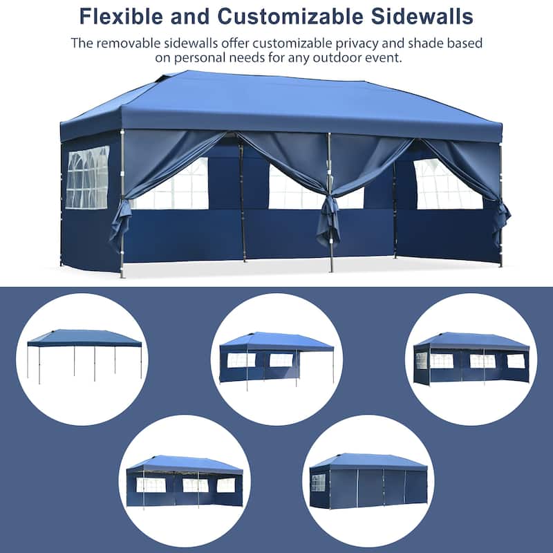10x20 Pop Up Canopy with Sidewalls - Navy