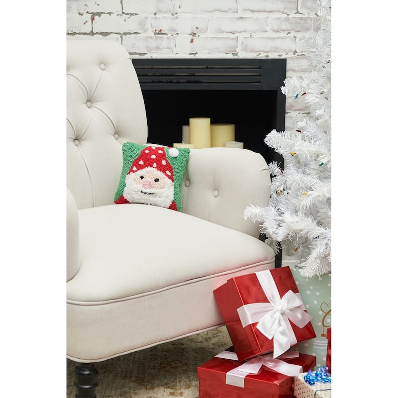 Santa Hooked Throw Pillow