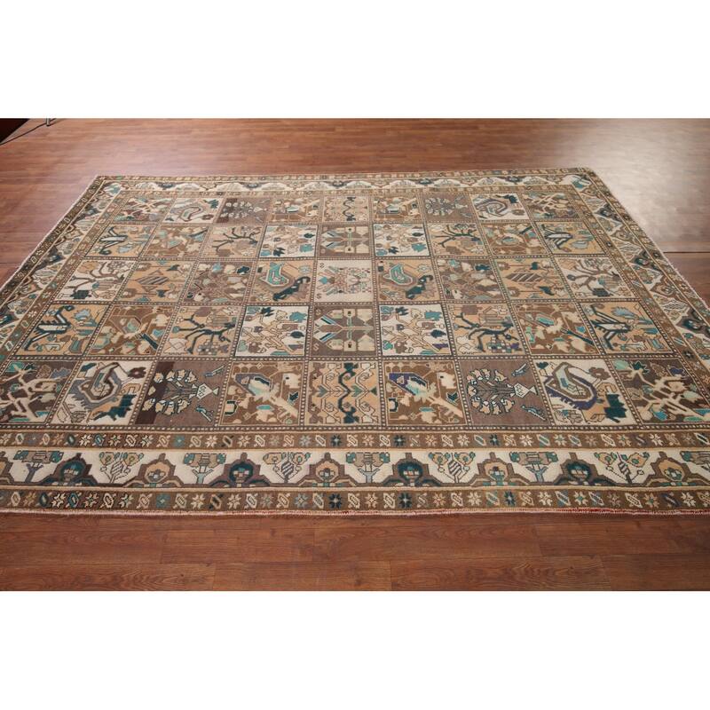 Garden Design Bakhtiari Vintage Persian Area Rug Handmade Wool Carpet - 6'6" x 9'9"