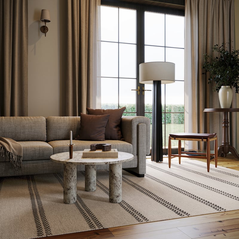 Nate Berkus York Striped Wool Cozy Area Rug - 4' x 6' - Grey