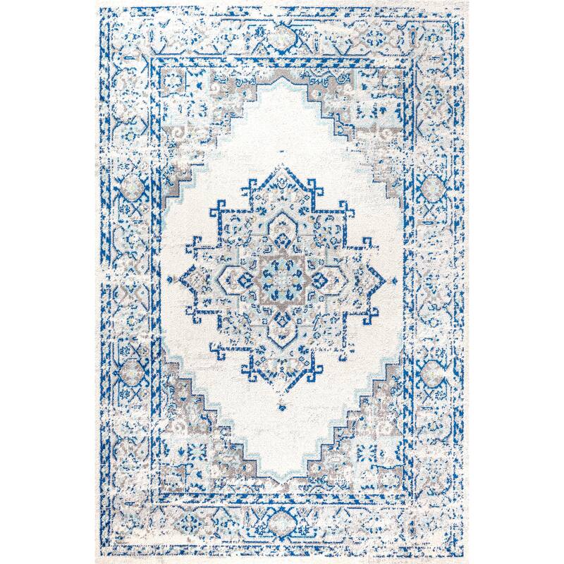 JONATHAN Y Boho Cottage Medallion Area Rug - 5 X 8 - Blue/Gray