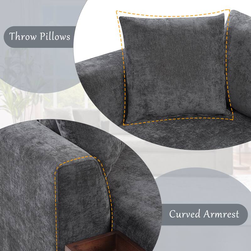 93.7" L-Shaped Storage Sectional - Upholstered Sofa with Built-in Wooden Compartment