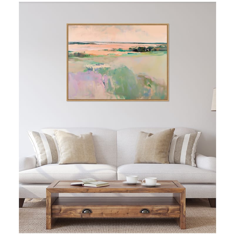 Kate and Laurel Sylvie Pastel Horizon III Framed Canvas by Amy Lighthall