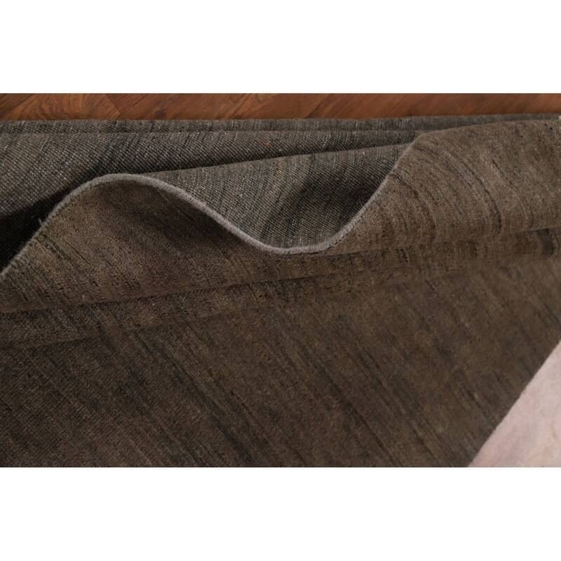 Dark Brown Gabbeh Oriental Rug Hand-Knotted Wool Carpet - 5'1" x 6'8"