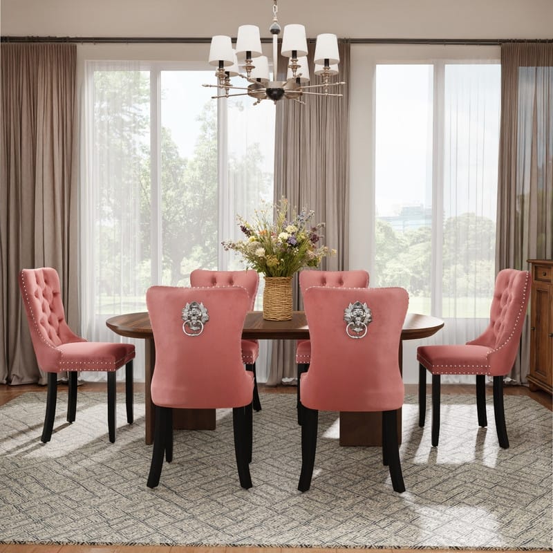High-end Tufted Velvet Upholstered Nailhead Dining Chair Set of 4
