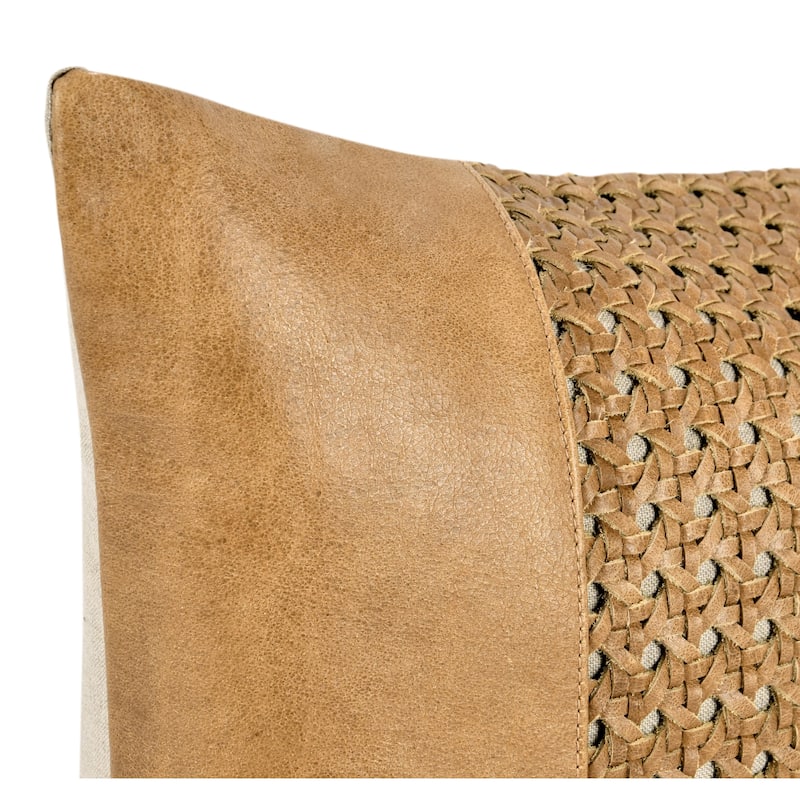 Villa by Classic Home Toscano Chestnut Brown Genuine Leather Throw Pillow
