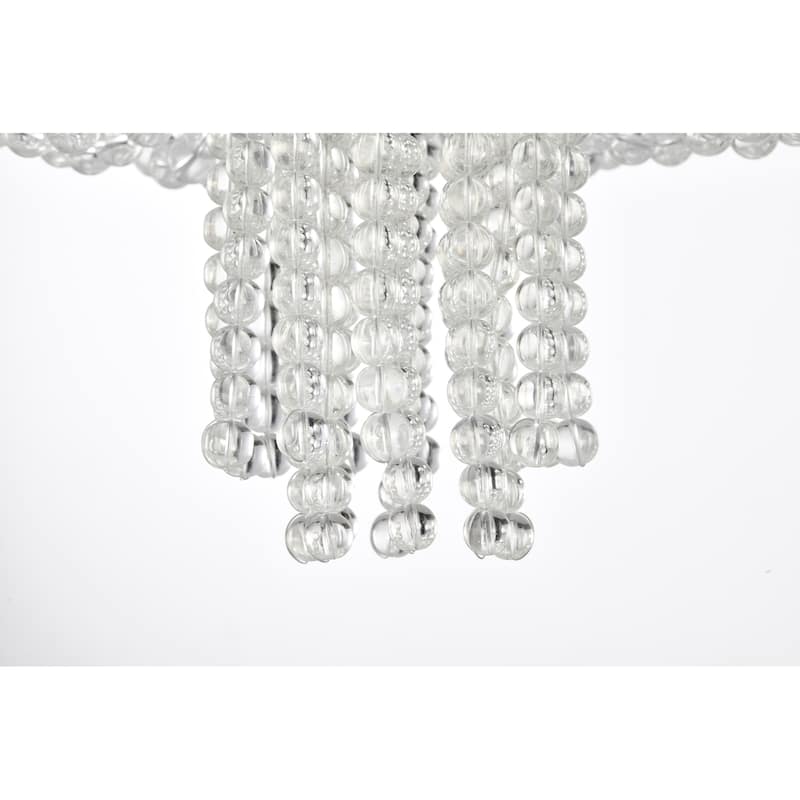 Chrome Finish 3-Light Glam Drum Chandelier with Crystal Beads