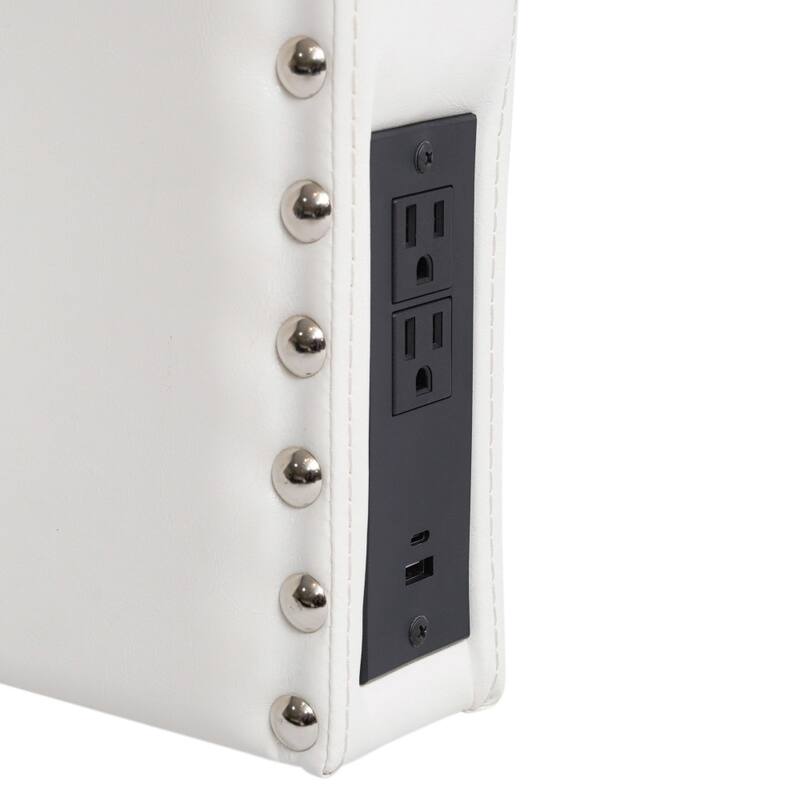 Contoured Headboard with 2 Power Outlets, 1 USB and 1 USB-C Port