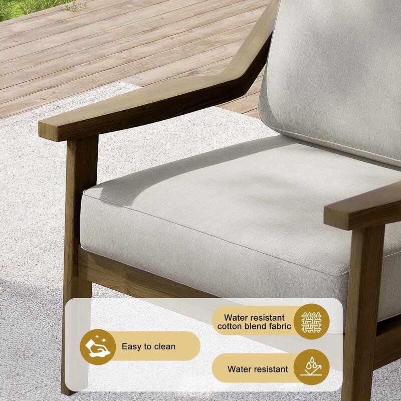 Outdoor Patio Club Chair Arm Lounge Cushion Chair (Set of 2)