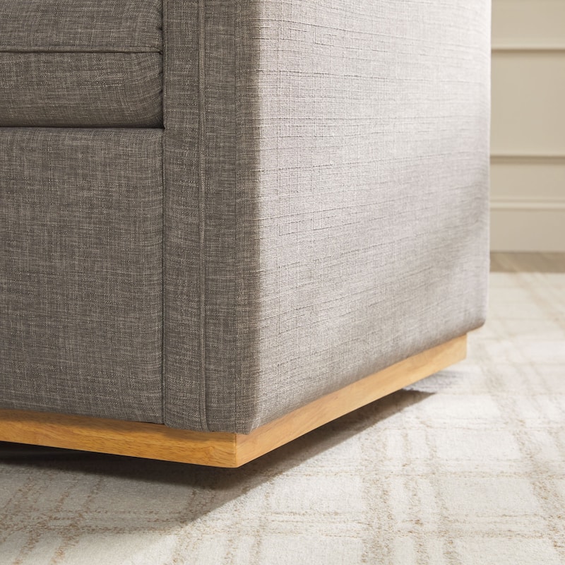 Walker Edison Modern Farmhouse Upholstered Linen Swivel Armchair