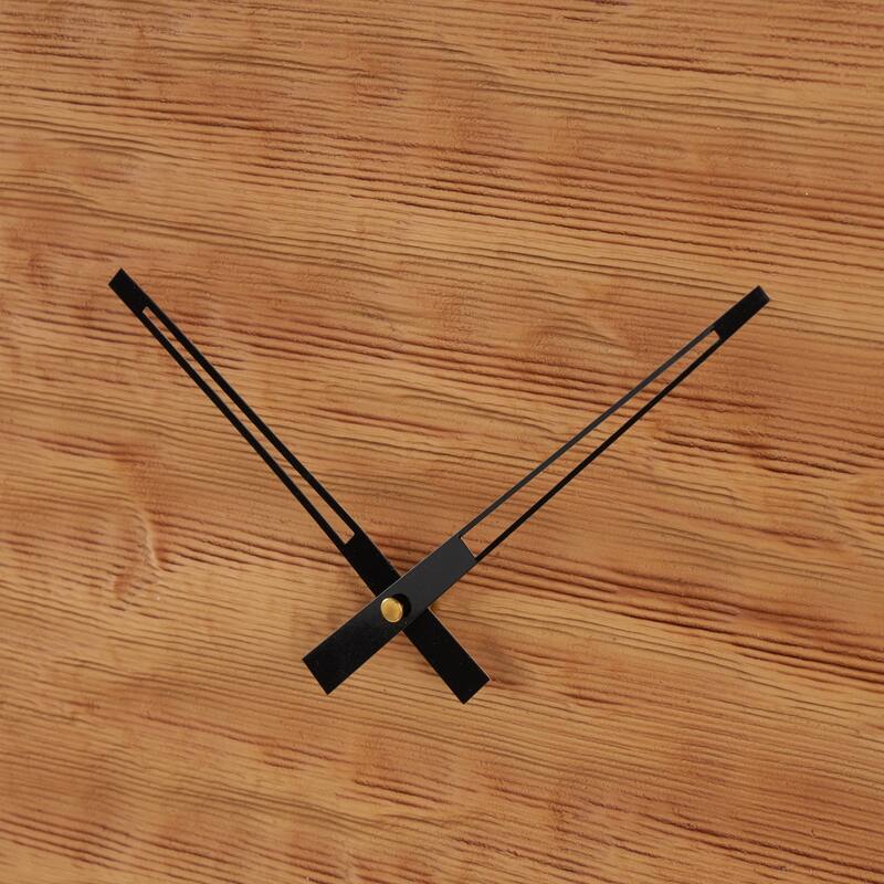Brown Wood Wavy Decorative Wall Clock with Black Accents - 2"W x 19"L x 20"H