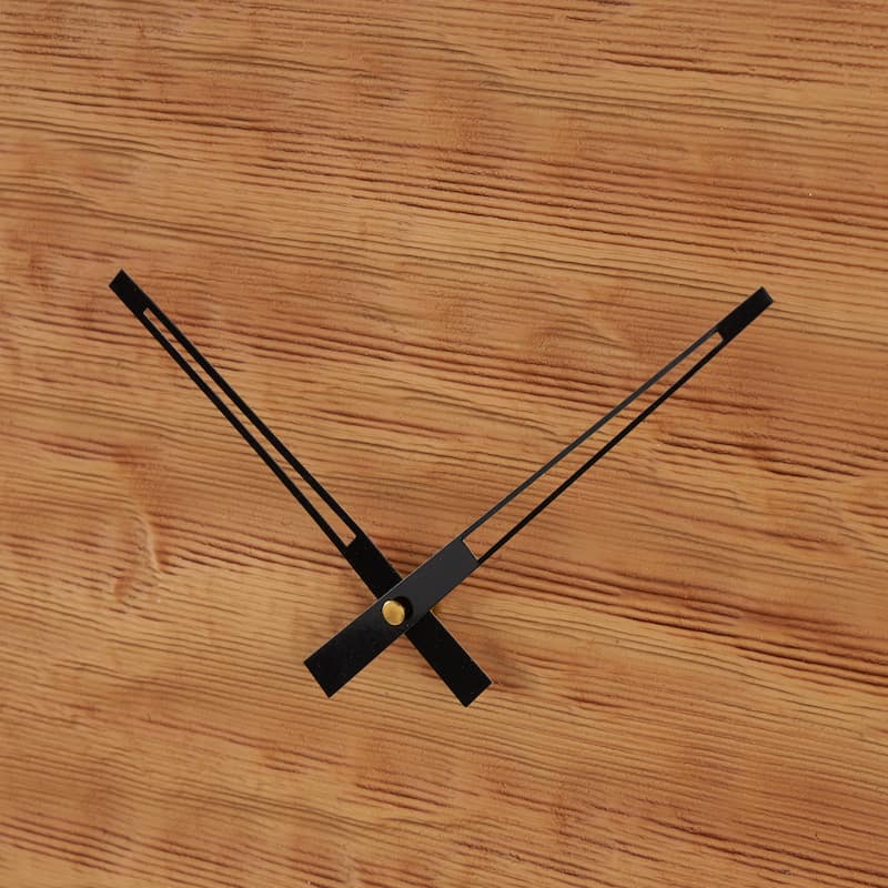 Wood Wavy Decorative Wall Clock with Black Accents - Brown - Roche River Decor - 2"W x 19"L x 20"H