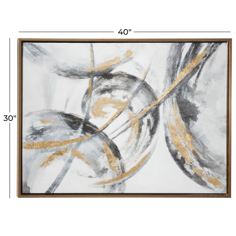 Canvas Abstract Living Room Framed Wall Art with Gold Frame - Gold - Roche River Decor