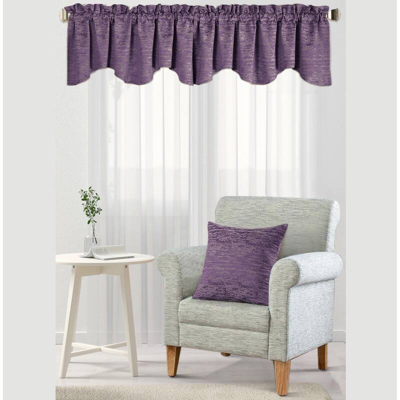 Peralta Jacquard Chenille Window Valance and Pillow Shell Set - 56" x 19" - benin-orchid mist