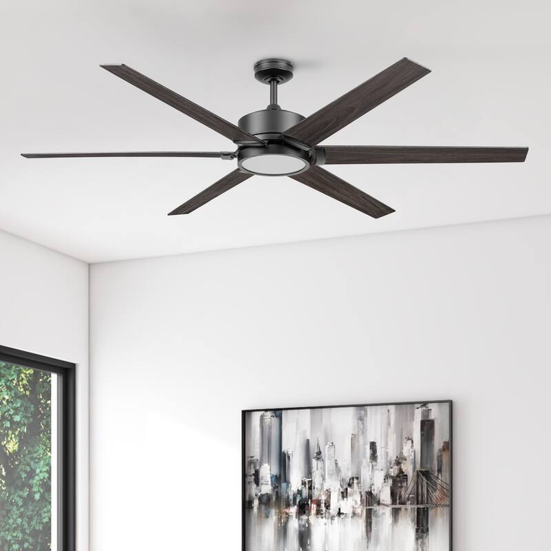 70" Honeywell Talbert Matte Black Ceiling Fan with Integrated Light and Remote - Matte Black