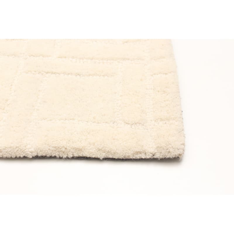ECARPETGALLERY Hand Tufted Timeless Cream Wool Rug - 5'0 x 8'0