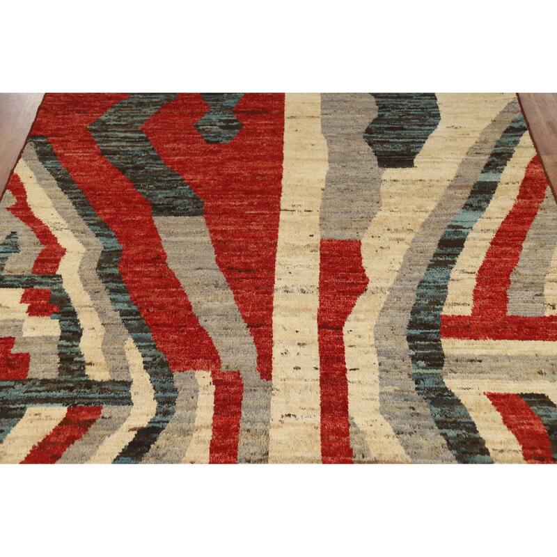 Abstract Moroccan Oriental Area Rug Handmade Wool Carpet - 7'3" x 9'8"
