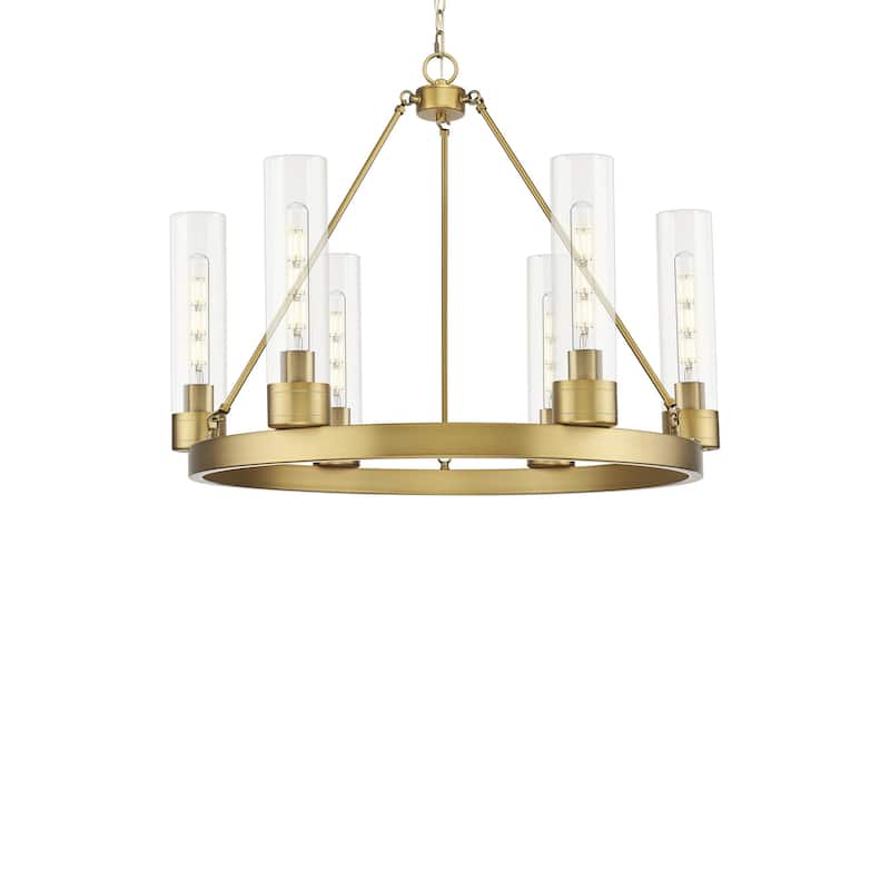 Innovations Lighting 617-6CR-24-29 Boreas Chandelier Boreas 6 Light - Brushed Brass / Clear