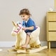 preview thumbnail 1 of 7, Qaba Kids Rocking Horse, Ride on Unicorn with Realistic Sounds, Safety Belt & Wooden Base for Toddlers 18-36 Months, White White