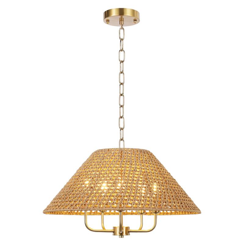 4/5-Light Dimmable Bohemian Hand Woven Drum Chandelier
