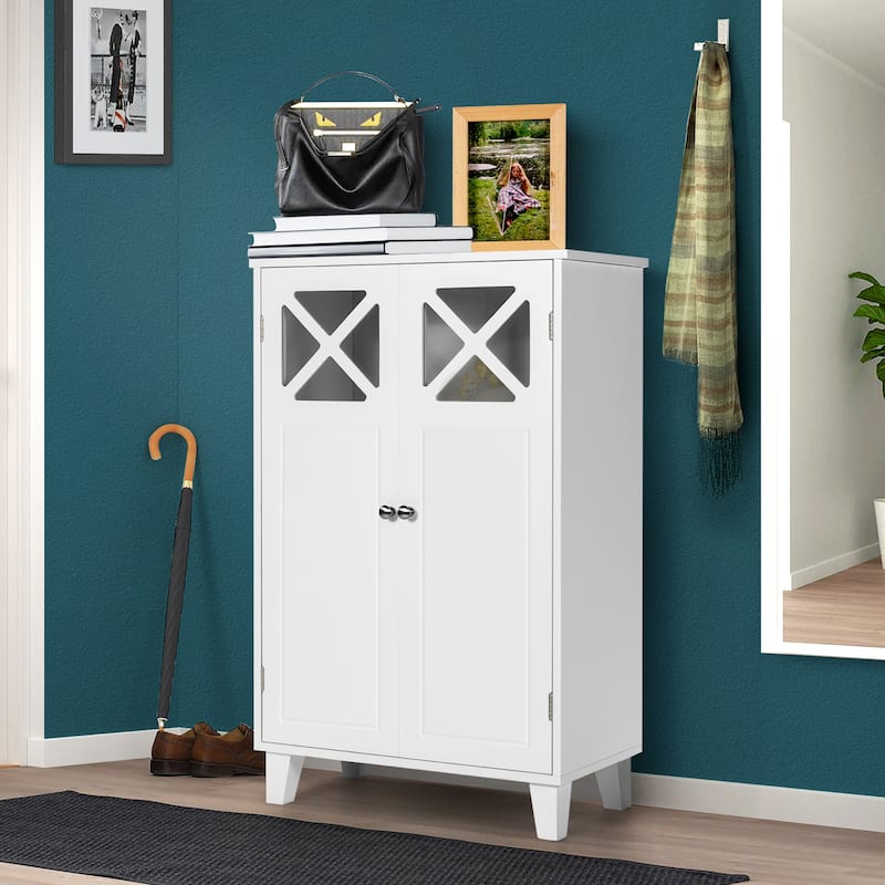 Bathroom Floor Cabinet Wooden Storage Cabinet with Adjustable Shelf