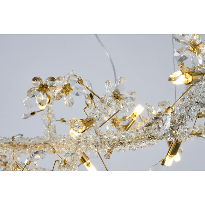 20-Light Clear and Champagne Crystal Branch Chandelier
