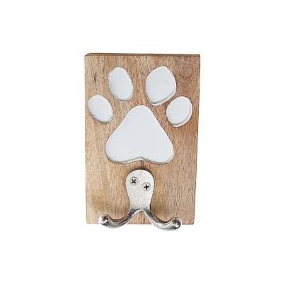 Etched Wooden Paw With Double Prong Hook Nickel