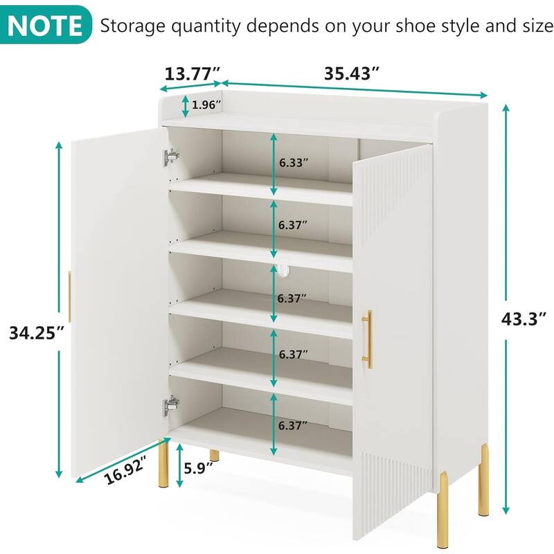 Large Shoe Cabinet, 30 Pairs Entryway Shoe Storage Cabinet with Doors, 6-Tier