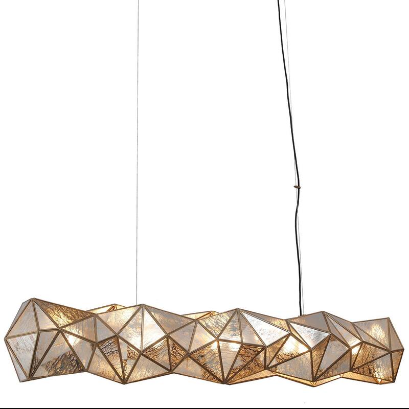 Metropolitan N1697 Geo-Gem 6 Light 62" Wide Linear Chandelier - Artisan Brass