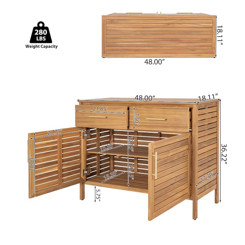 Christopher Knight Home - Cypress Outdoor/Indoor Acacia Wood Patio Storage Cabinet with Ventilated Slat Doors & Drawers