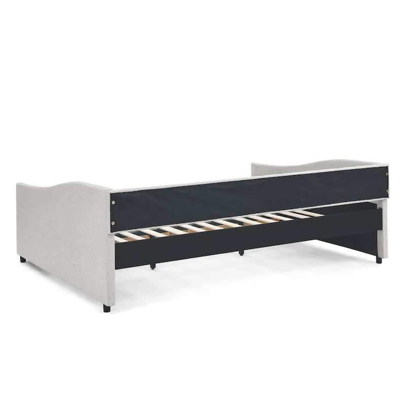 2 in 1 Pull Out Couch Bed Queen Size Daybed with Drawers Upholstered Tufted Sofa Bed,with Button on Back and Copper Nail