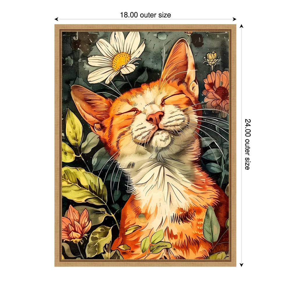Kitty Daisy by Justyna Jaszke Framed Canvas Wall Art