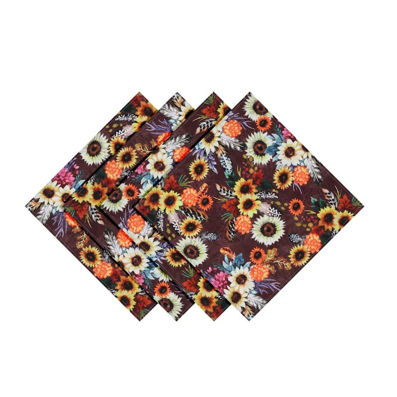 Laural Home Fall Feathers Napkin Set of 4 - 20" x 20"