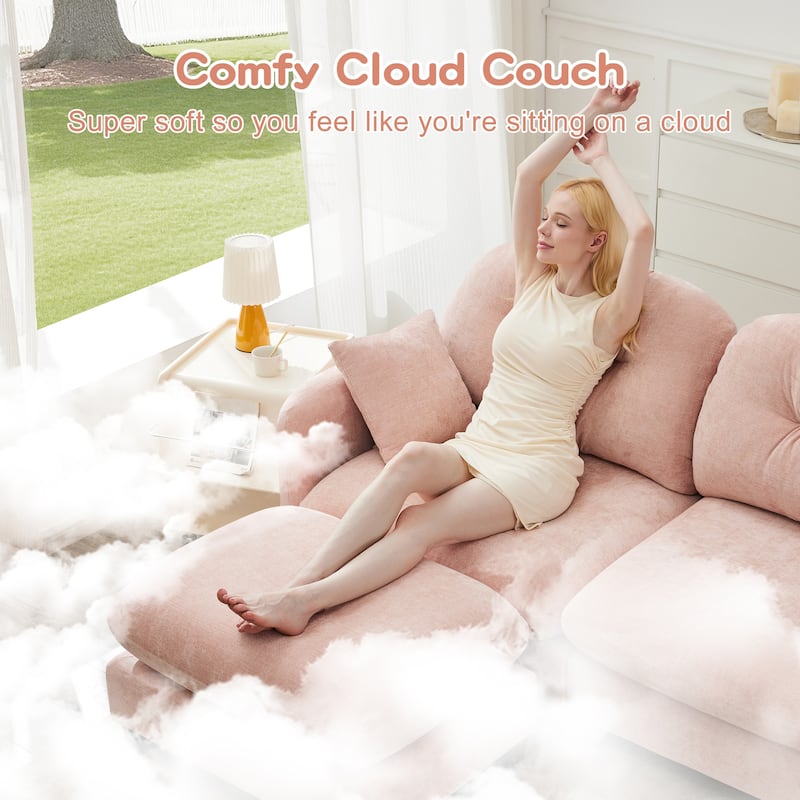 GDF Studio - Amori Modular Modern Chenille L-Shaped Sectional Sofa with Ottoman and Tufted Cushion Backrest