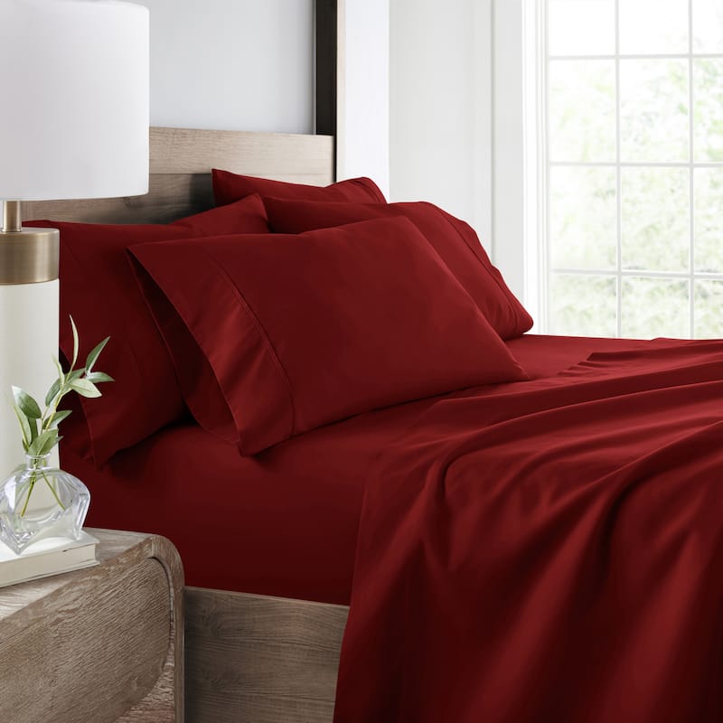 Becky Cameron Double Brushed Deep Pocket 6 Piece Sheet Set - Full - Burgundy