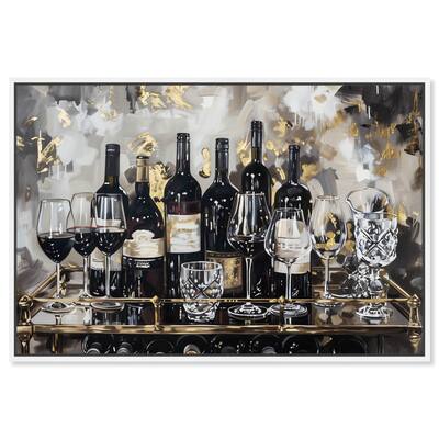 Notoriart Now Serving Champagne Framed Bar Cart Art For Men