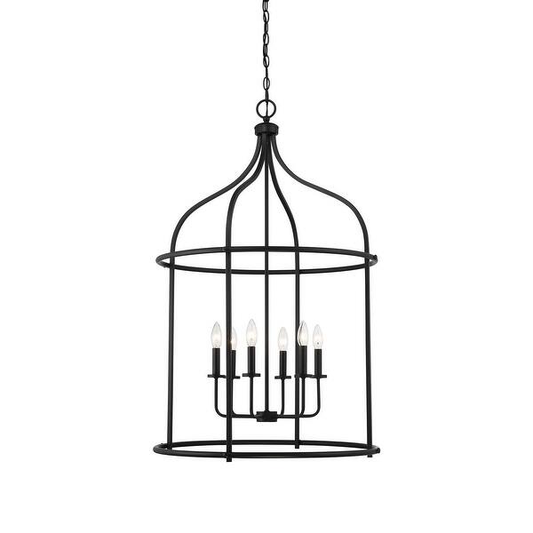 slide 2 of 11, Savoy House 3-7388-6 Brookstone 6 Light 26" Wide Taper Candle Pendant Matte Black